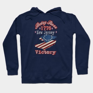 Retro Vintage Betsy Ross Flag New Jersey State 1776 Victory, Great Distressed Patriotic America Flag Gift Hoodie